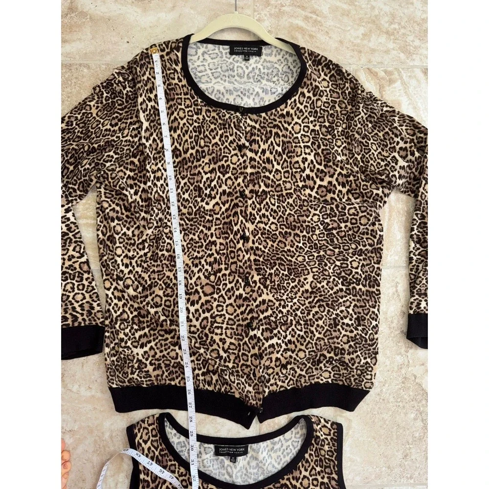 2 Piece Jones New‎ York Leopard Print Cardigan (Sz 3X) And Tank Top (Sz 2X) - Picture 11 of 15